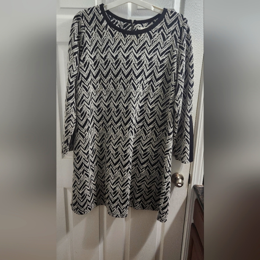 Chevron Patterned Black and White Dress